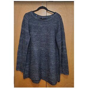 White House Black Market Sweater Metallic Pull Over Black and Silver